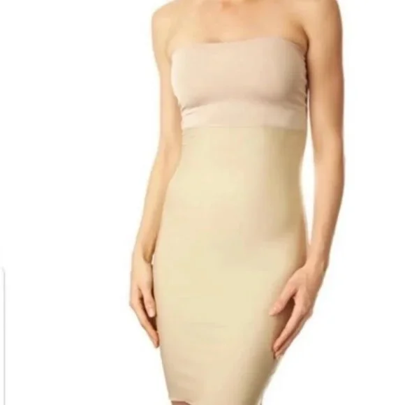 Spanx By Sara Blakely Womens Beige Medium Strapless Slip Shapewear Dress - Picture 2 of 6